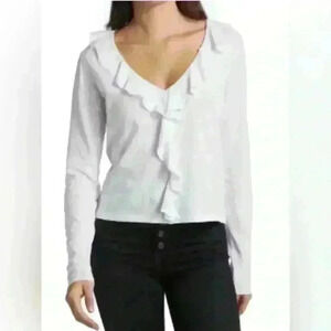 VERONICA BEARD Raleigh Ruffled pima Cotton Top size small GUC